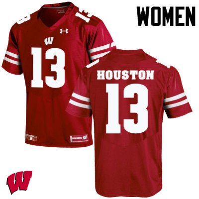 Women's Wisconsin Badgers NCAA #13 Bart Houston Red Authentic Under Armour Stitched College Football Jersey EC31J76WU